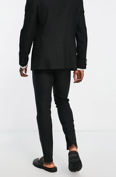 Shop Topman Skinny Tuxedo Trousers In Black