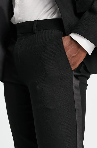 Shop Topman Skinny Tuxedo Trousers In Black