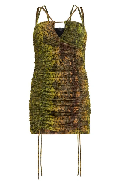 Shop Allsaints Gloria Ramona Ruched Dress In Lime Green