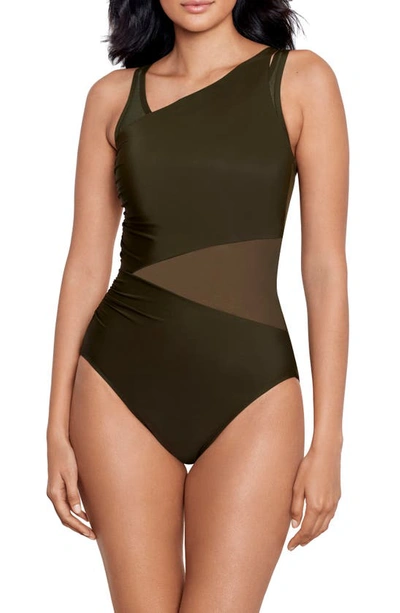 Shop Miraclesuit Illusionist Azura Underwire One-piece Swimsuit In Nori