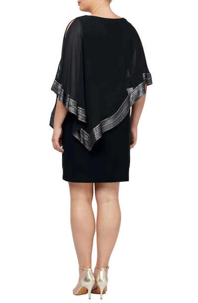 Shop Slny Foil Trim Asymmetrical Popover Dress In Black Sil