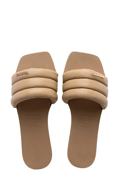 Shop Havaianas You Milan Quilted Slide Sandal In Rose Gold