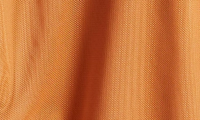 Shop Bebe Drapey Long Sleeve Mesh Body-con Dress In Copper