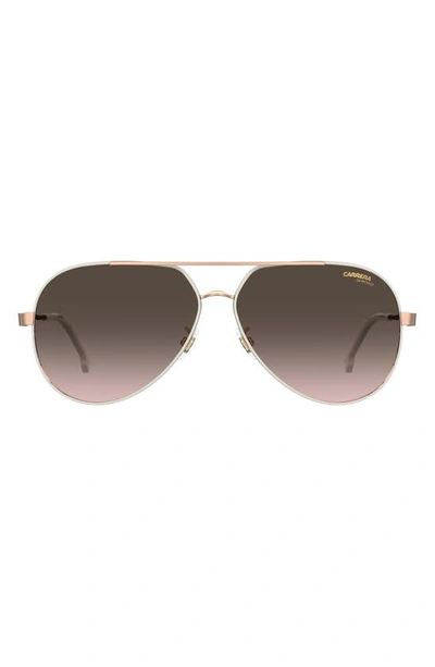 Shop Carrera Eyewear 63mm Polarized Oversize Aviator Sunglasses In White Copper Gold/ Brown