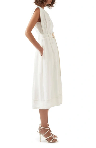 Shop Aje Beacon Linen Blend A-line Dress In Ivory