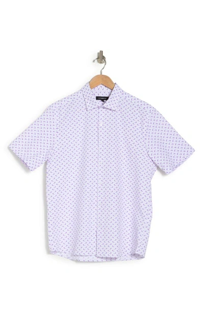 Shop Westzeroone Bodie Paisley Short Sleeve Button-up Shirt In Lilac
