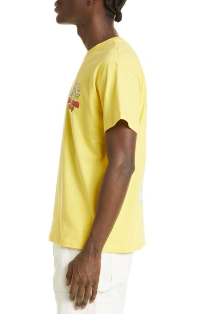 Shop Sky High Farm Workwear Flatbrush Organic Cotton Graphic T-shirt In Yellow