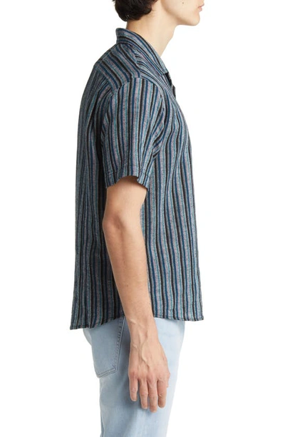 Shop Corridor Disco Stripe Short Sleeve Camp Shirt In Black