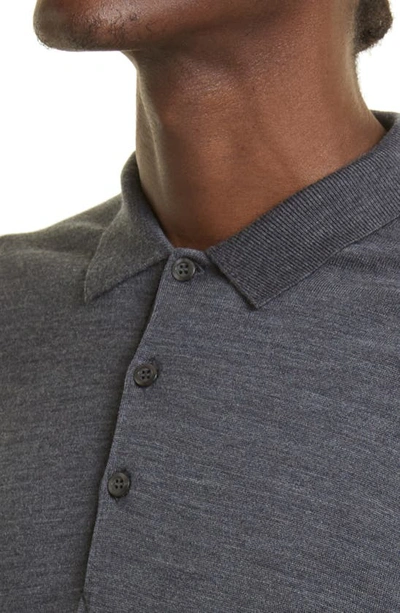 John Smedley Belper Extrafine Wool Knit Polo Sweater In Charcoal