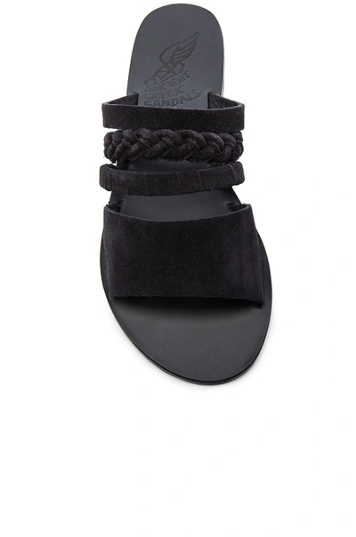 Shop Ancient Greek Sandals Suede Helene Sandals In Black
