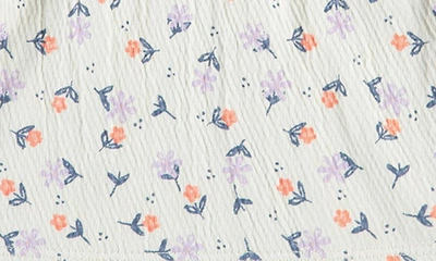 Shop Babyface Floral Print Crinkle Knit Dress In Ivory