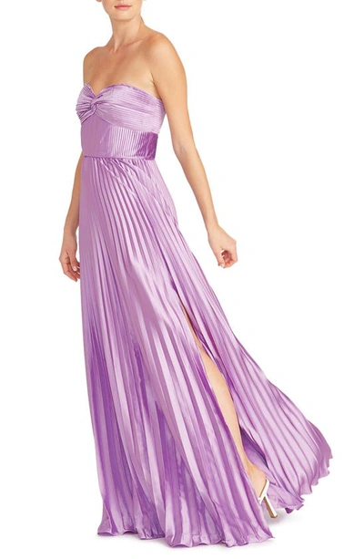 Shop Amur Stef Strapless Pleated Gown In Lilac Petal