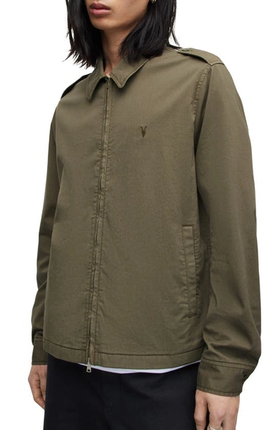 Shop Allsaints Solano Cotton Blend Jacket In Leaf Green