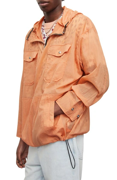 Shop Allsaints Loco Quarter Zip Hooded Anorak In Peached Orange