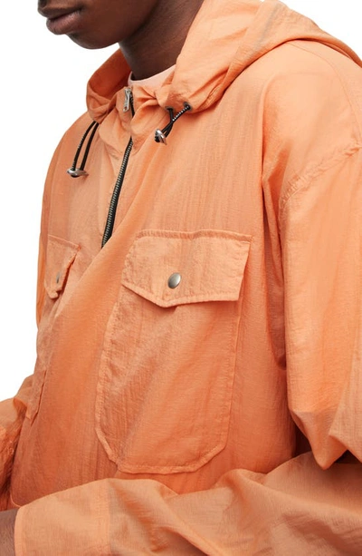 Shop Allsaints Loco Quarter Zip Hooded Anorak In Peached Orange