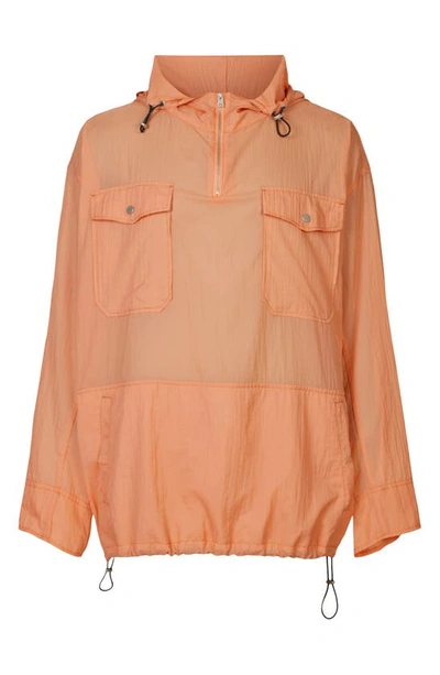 Shop Allsaints Loco Quarter Zip Hooded Anorak In Peached Orange