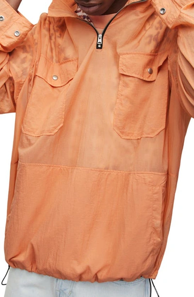 Shop Allsaints Loco Quarter Zip Hooded Anorak In Peached Orange