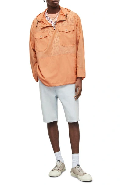 Shop Allsaints Loco Quarter Zip Hooded Anorak In Peached Orange