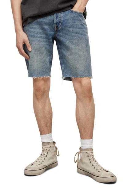 Shop Allsaints Switch Cutoff Denim Shorts In Light Indigo