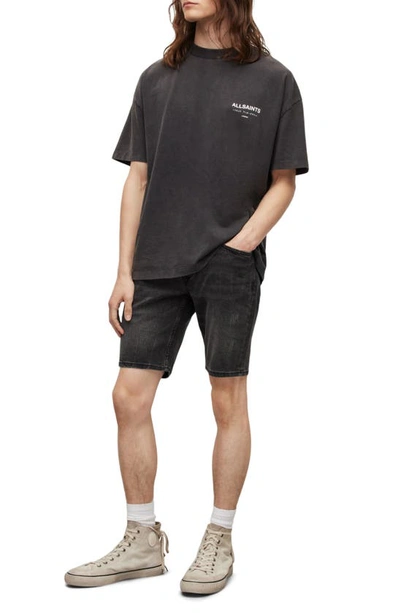 Shop Allsaints Switch Denim Shorts In Washed Black