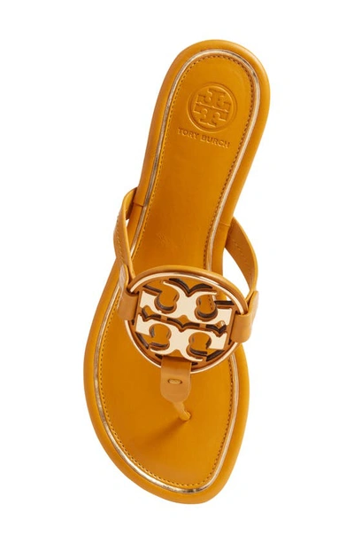 Shop Tory Burch Metal Miller Leather Sandal In Golden Rod / Gold
