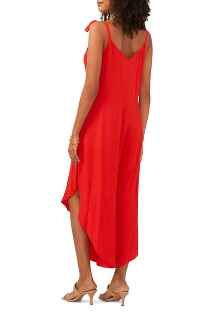 Shop Vince Camuto Tie Shoulder Asymmetric Crop Jumpsuit In Lobster Red