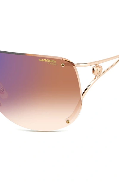 Shop Carrera Eyewear 99mm Shield Sunglasses In Gold Copper/ Brown Blue Mirror