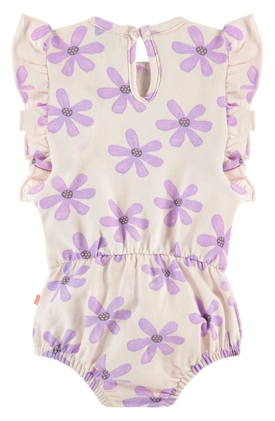 Shop Babyface Floral Ruffle Stretch Cotton Romper In Soft Pink