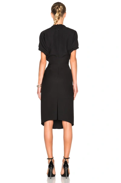 Shop Victoria Beckham Compact Microtwill Ruched Dress In Black