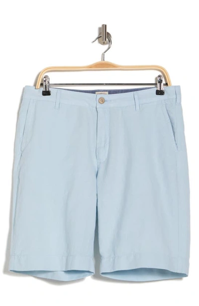 Shop Faherty Malibu Linen & Cotton Chino Shorts In Light Blue