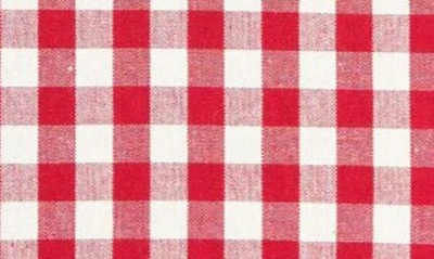Shop Envogue Set Of 2 Gingham Ruffle Cotton Pillows In Red