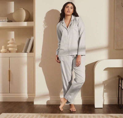 Shop Boll & Branch Organic Signature Long Sleeve & Pants Pajama Set In Pewter