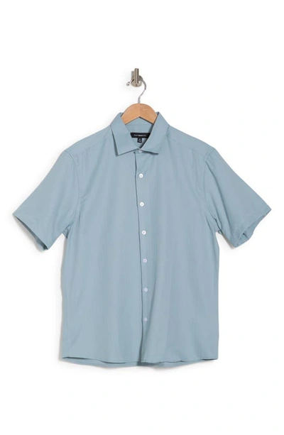Shop Westzeroone Baylor Cotton Short Sleeve Button-up Shirt In Soft Teal