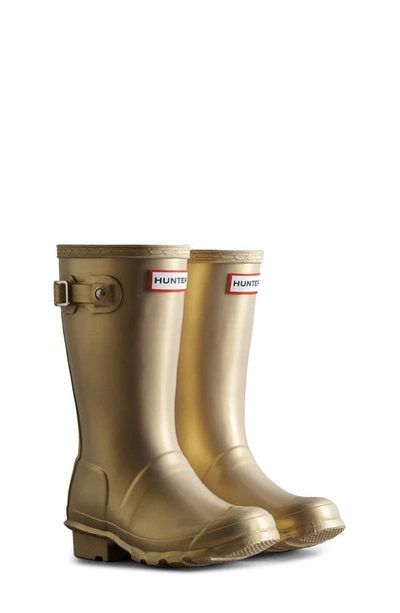 Shop Hunter Kids' Original Nebula Waterproof Rain Boot In Pale Gold