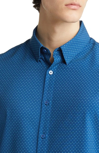 Shop Mizzen + Main Leeward Star Print Button-up Performance Shirt In Set Sail Ipanema Star Print
