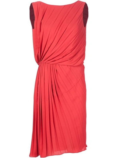 Maison Margiela Gathered Pleated Dress In Red