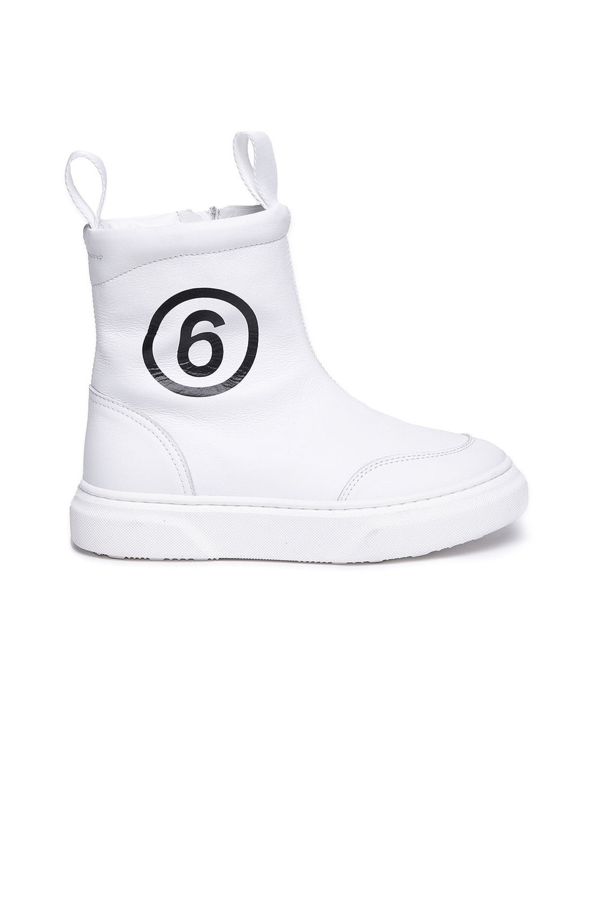 MM6 Maison Margiela Kids logo-print ankle boots - Black