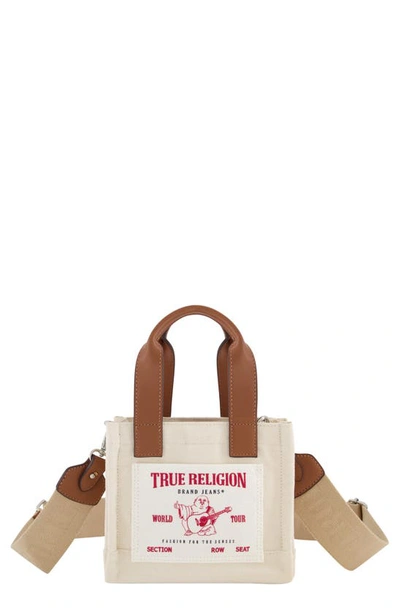 Shop True Religion Brand Jeans Canvas Mini Tote Bag In Natural
