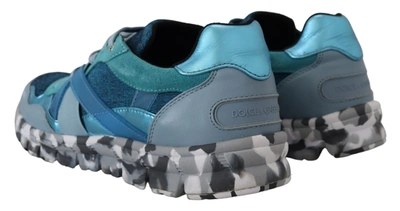 Shop Dolce & Gabbana Blue Gray Leather Sport Low Top Men's Sneakers