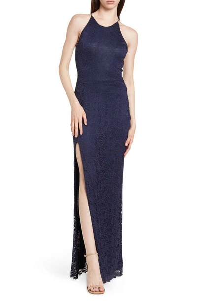 Shop Love By Design Vesta Stretch Lace Maxi Dress In Navy Blazer