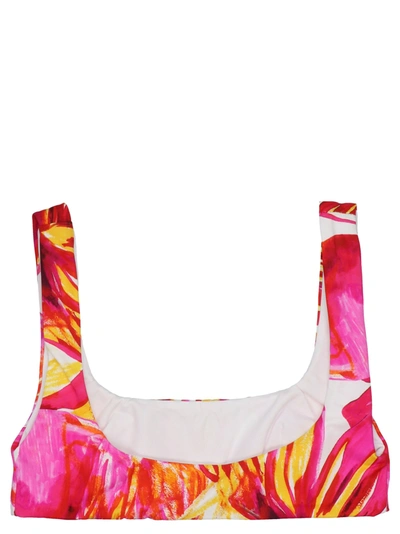 Louisa Ballou One-shoulder Cropped Bikini Top With Tropical Print