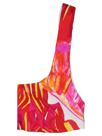 Louisa Ballou One-shoulder Cropped Bikini Top With Tropical Print