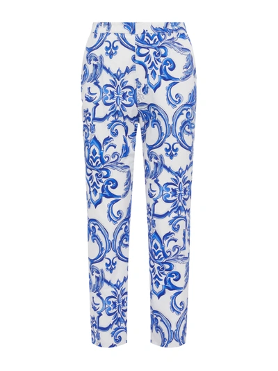 Shop L Agence Ludivine Trouser In White Multi Mediterranean Toile