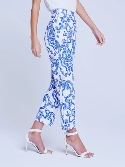 L Agence Ludivine Cropped Trousers In White Multi Mediterranean Toile