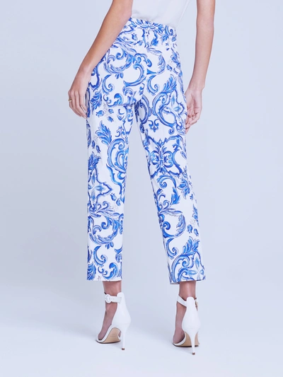 L Agence Ludivine Cropped Trousers In White Multi Mediterranean Toile