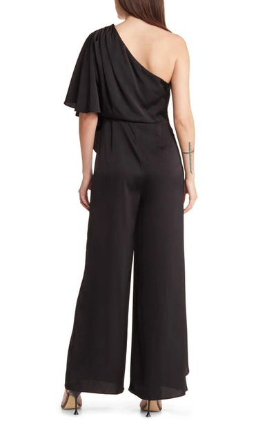 Shop River Island One-shoulder Jumpsuit In Black