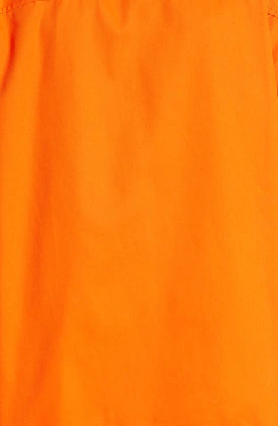 Shop Ambush Gender Inclusive Stripe Short Sleeve Zip Overshirt In Vermillion Orange Wh