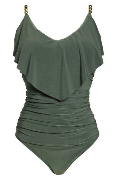 Magicsuit Isabel Slimming Ruffled Underwire One-piece Swimsuit Women's Swimsuit In Military Green