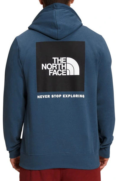 Shop The North Face Nse Box Logo Graphic Hoodie In Shady Blue/ Tnf Black