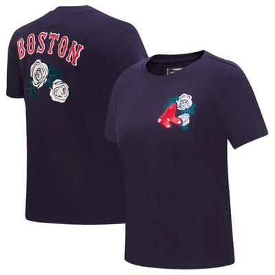 Shop Pro Standard Navy Boston Red Sox Roses Fitted T-shirt